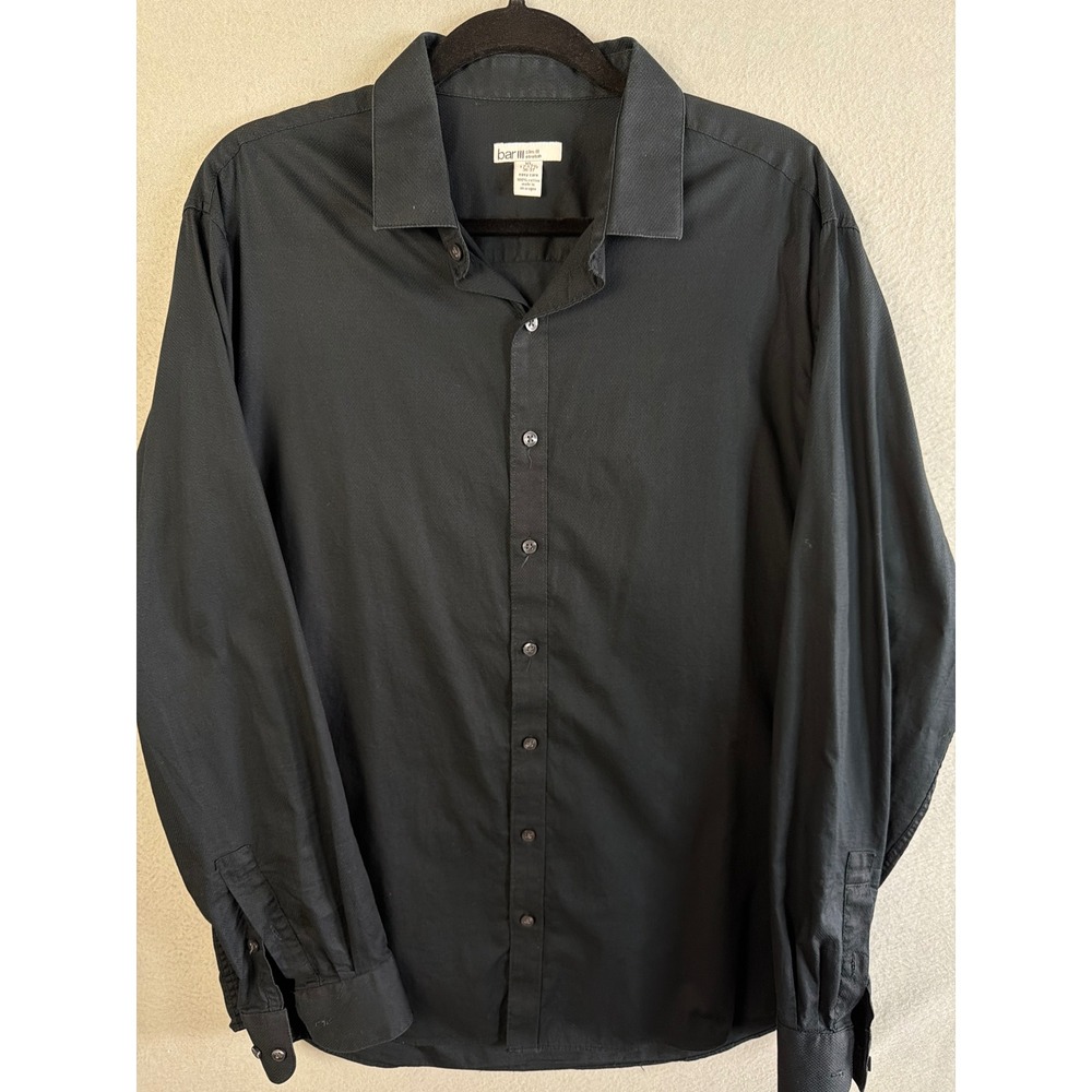 Bar III‎ Mens Slim Fit Stretch Dress Shirt Black XL 17-17.5 36-37 Cotton